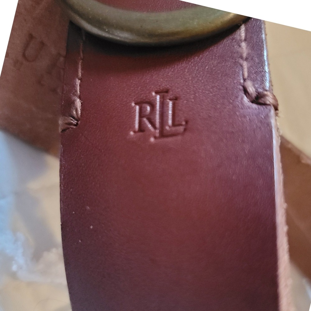 Ralph Lauren Men's Classic Leather Belt Antique Brass Buckleq - Picture 8 of 8